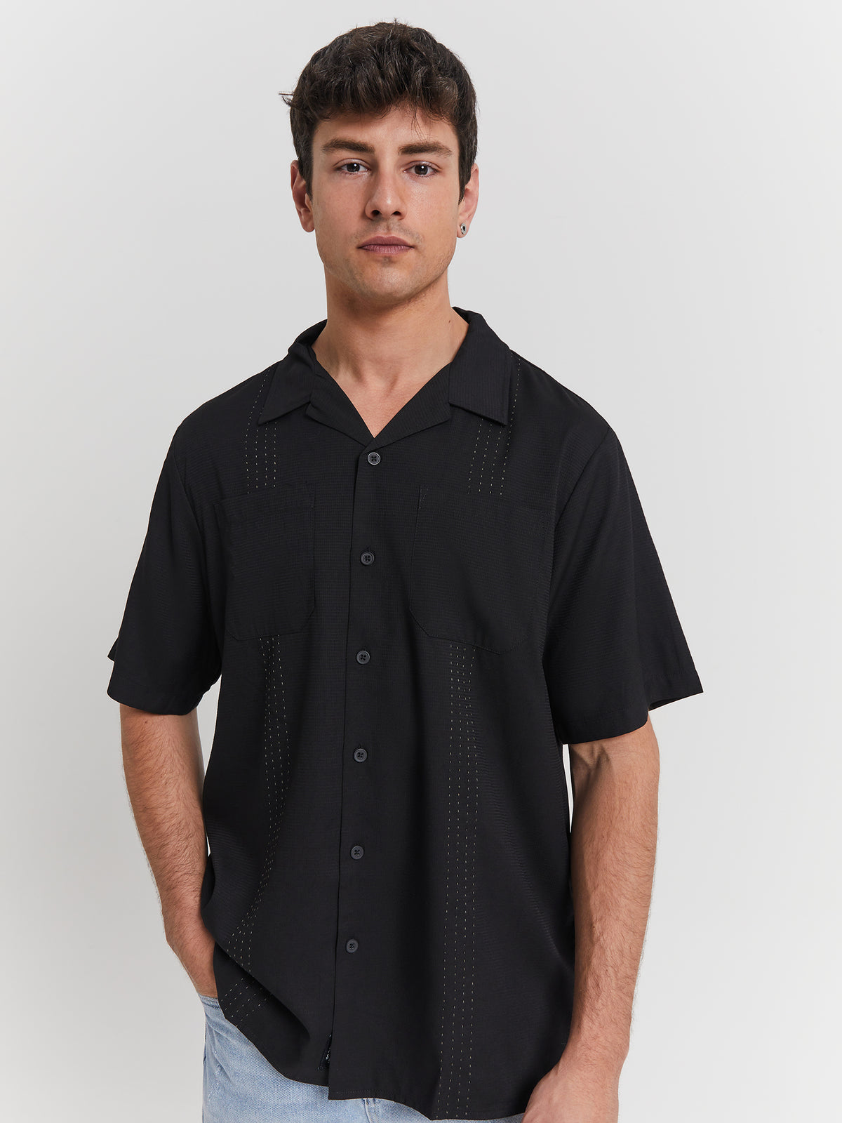 Thrills High Standards Bowling Shirt in Black | Black