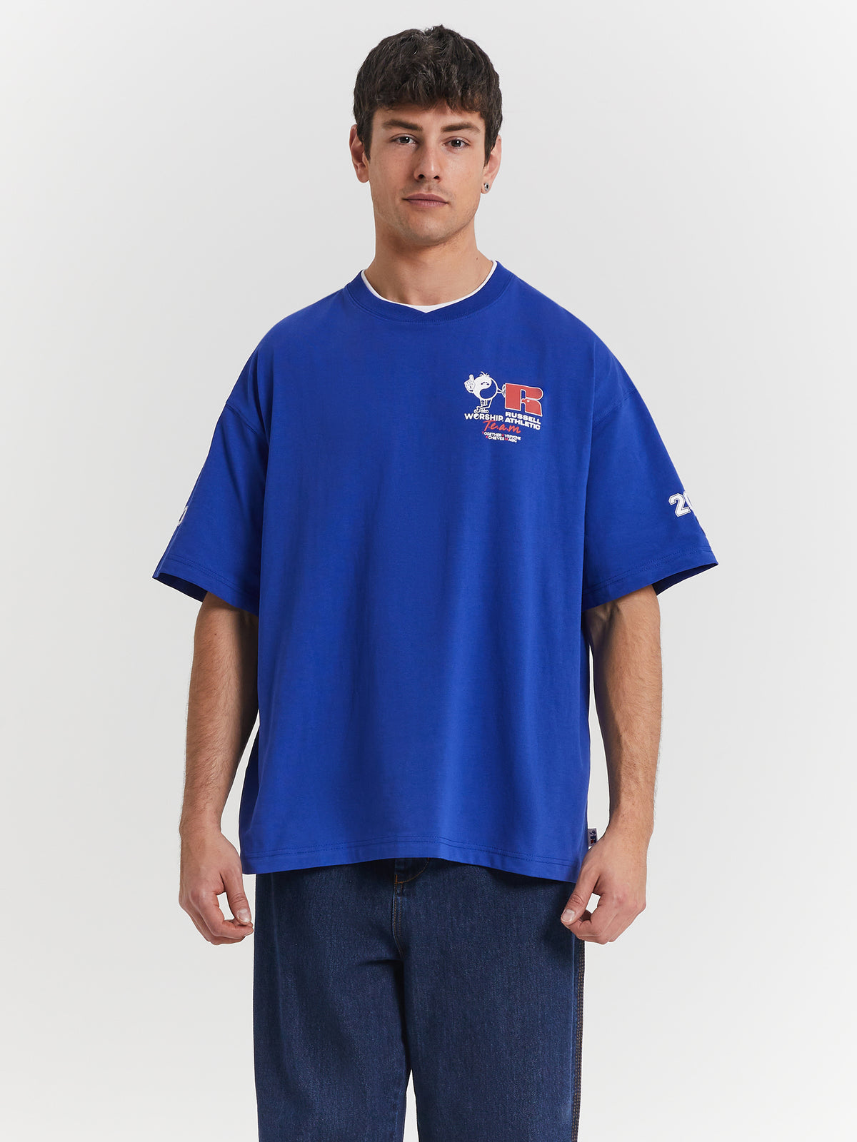 Worship Team Spirit Oversized T-Shirt in Levitation Blue | Blue