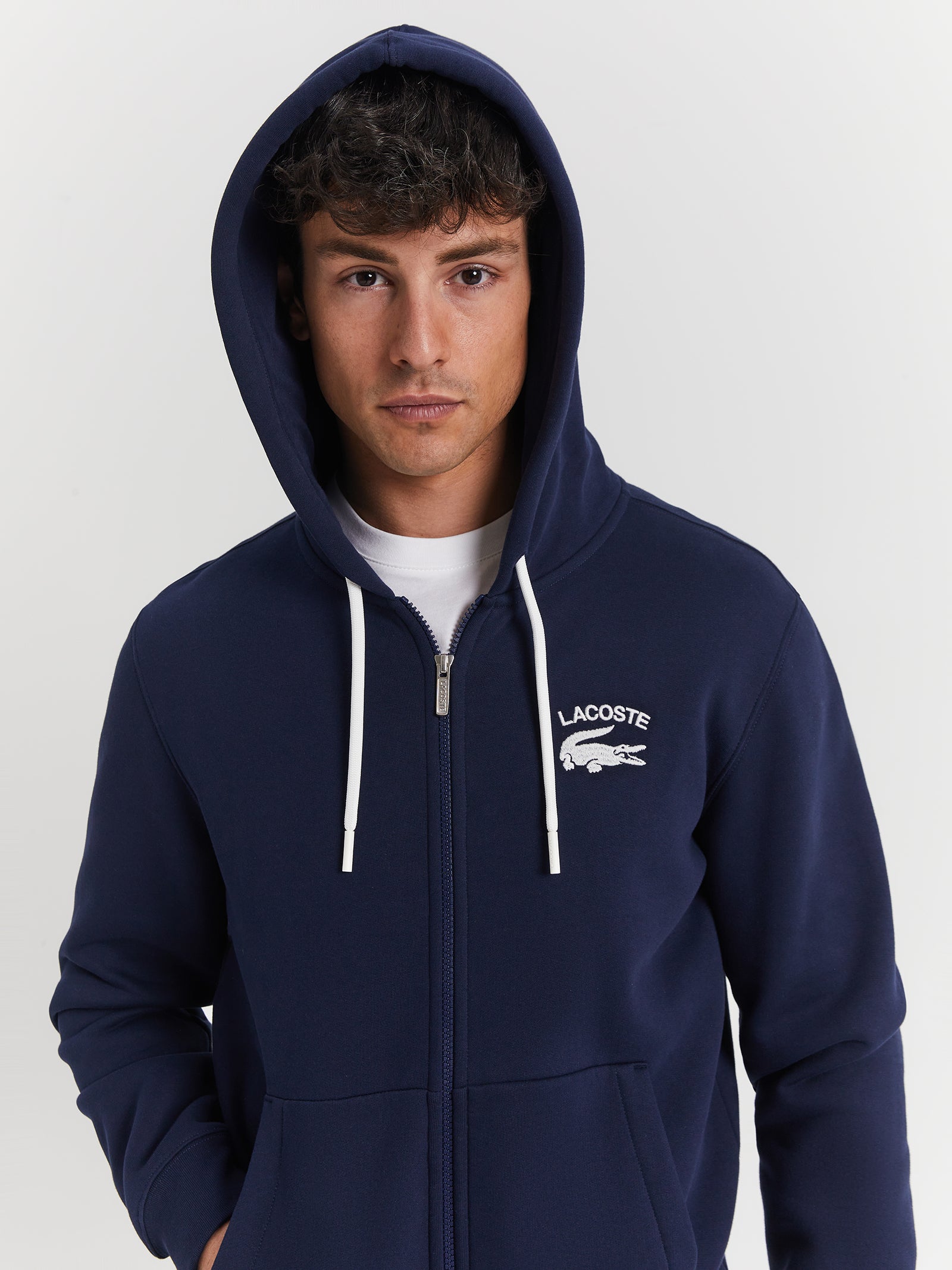 Lacoste Soft Branding Zip Front Sweat in Navy Navy | Glue Store