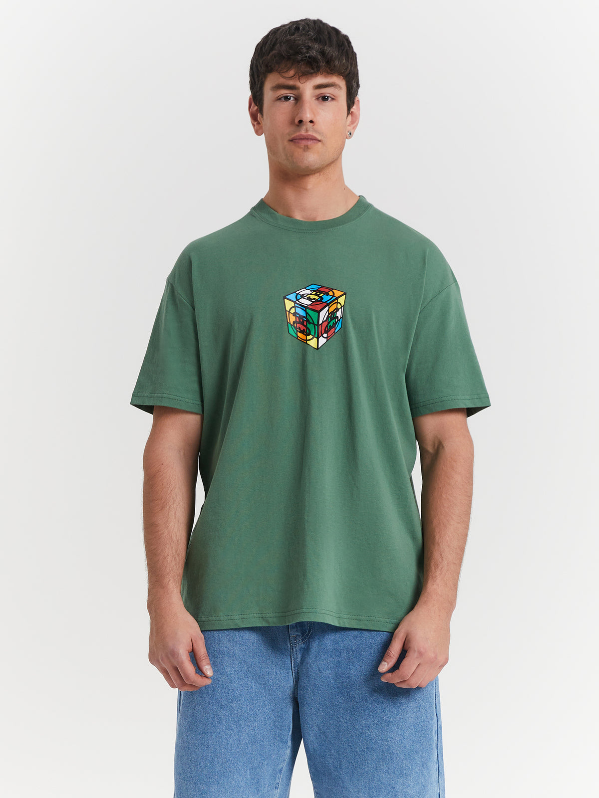 Stussy Cube Short Sleeve T-Shirt in Green | Green