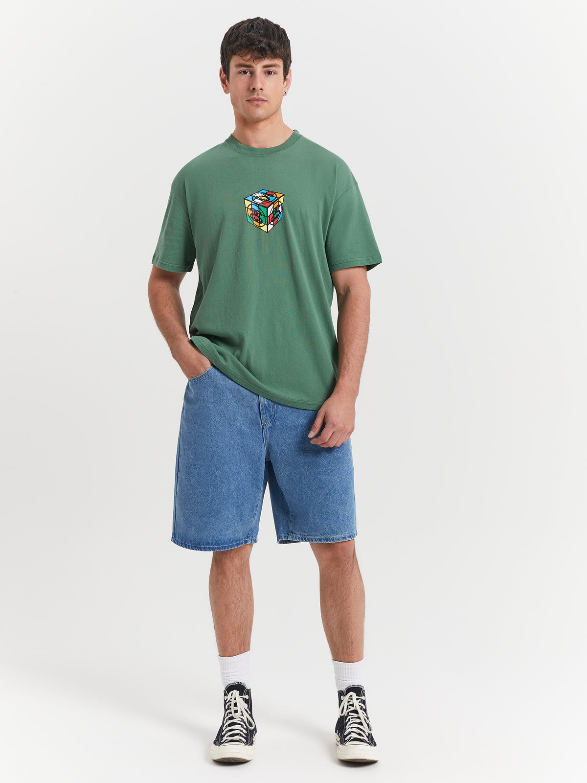 Stussy Cube Short Sleeve T-Shirt in Green | Green