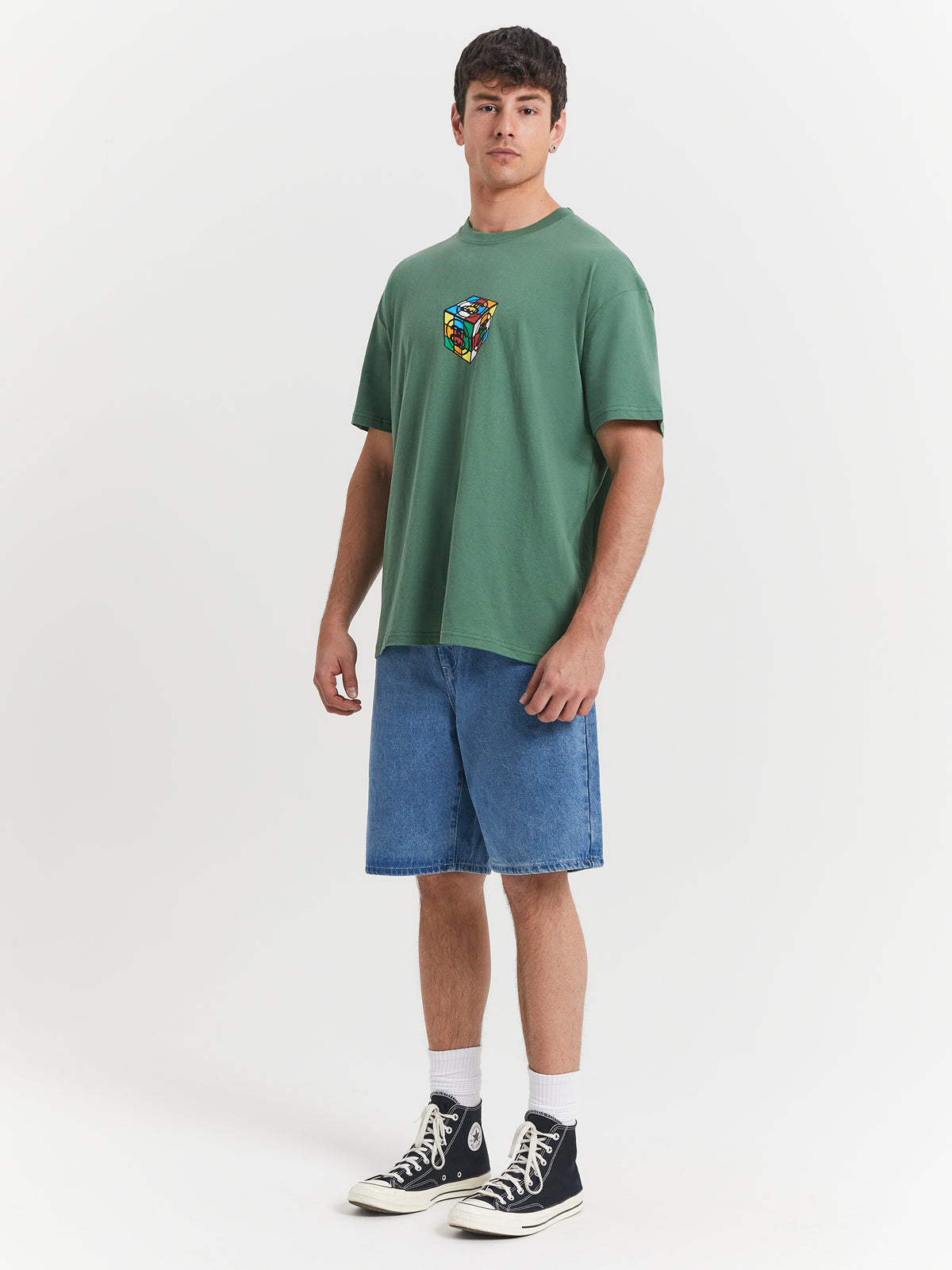 Stussy Cube Short Sleeve T-Shirt in Green | Green