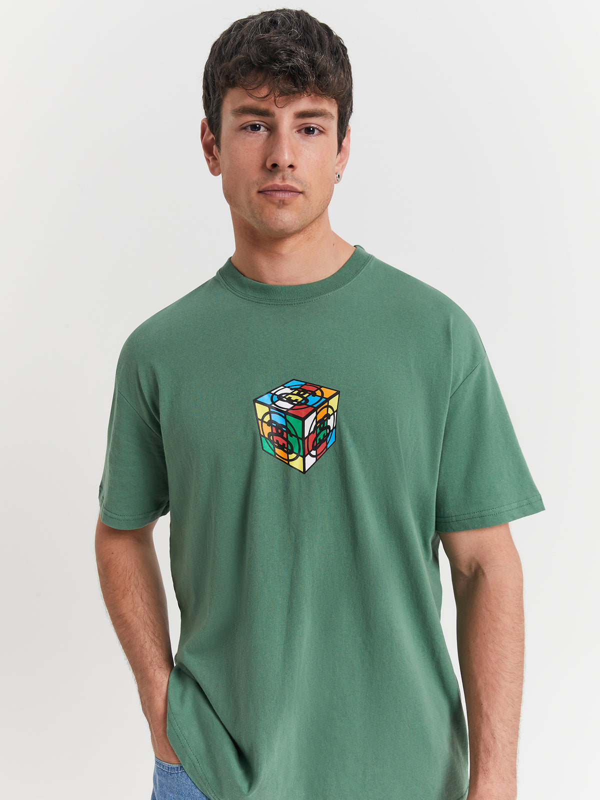 Stussy Cube Short Sleeve T-Shirt in Green | Green