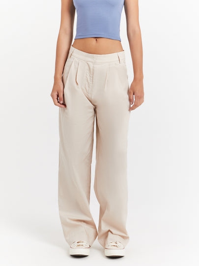 Monica Mid Rise Pants in Cream