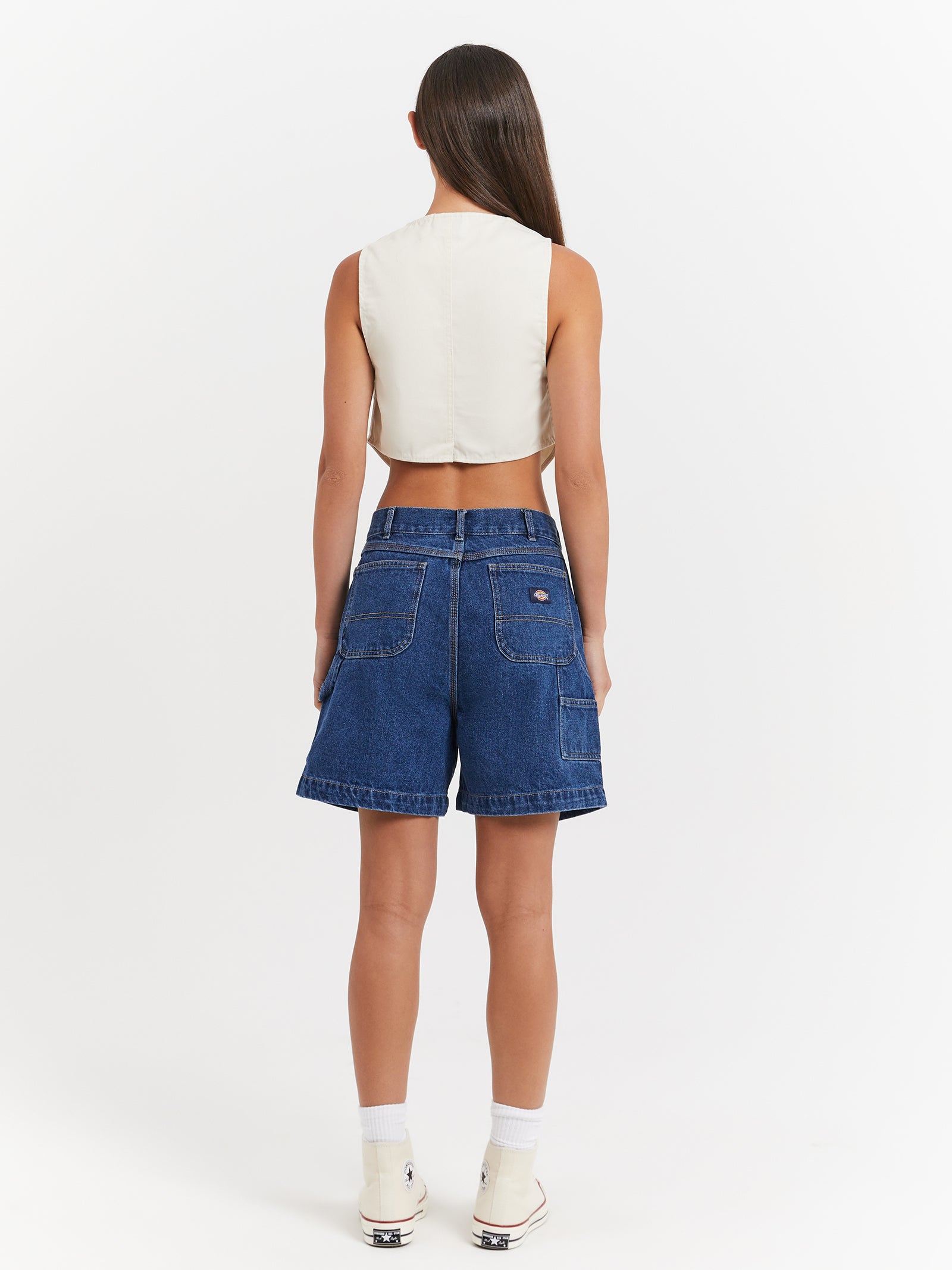 Women's High Rise Denim Shorts in Washed Indigo