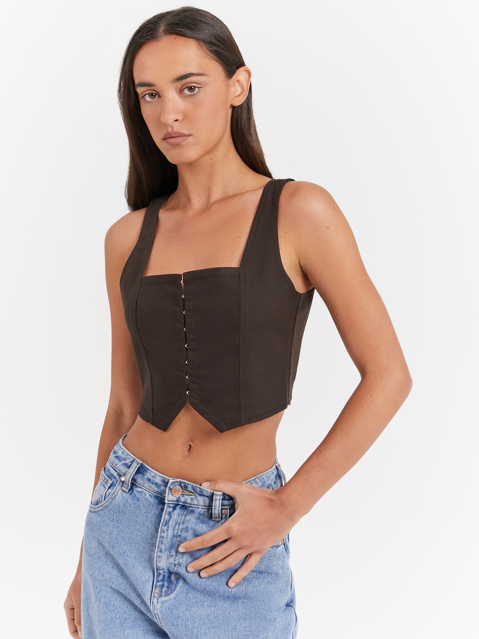 Rebel Denim Corset in Black