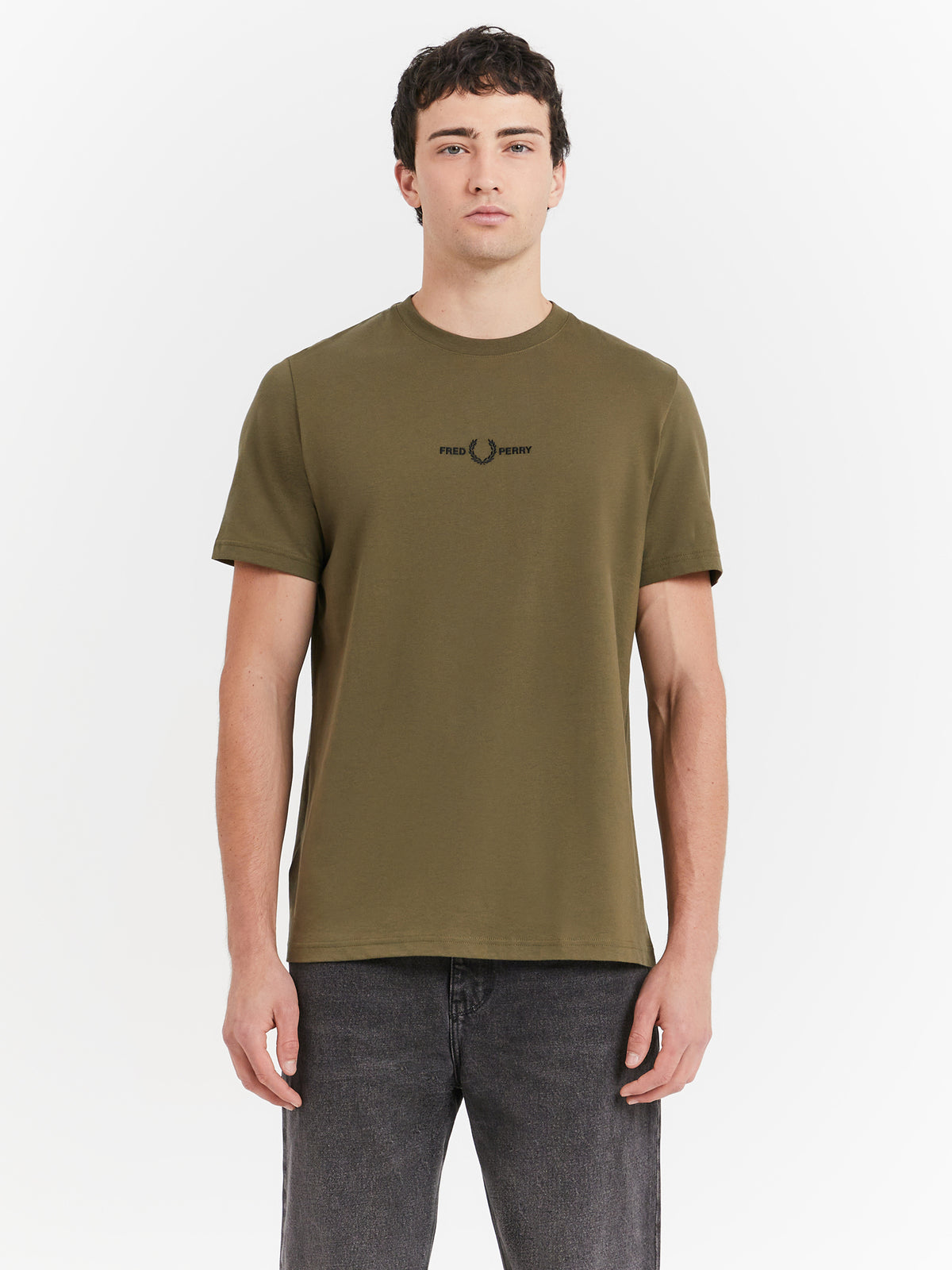 Fred Perry Embroidered T-Shirt in Uniform Green | Uniform Green