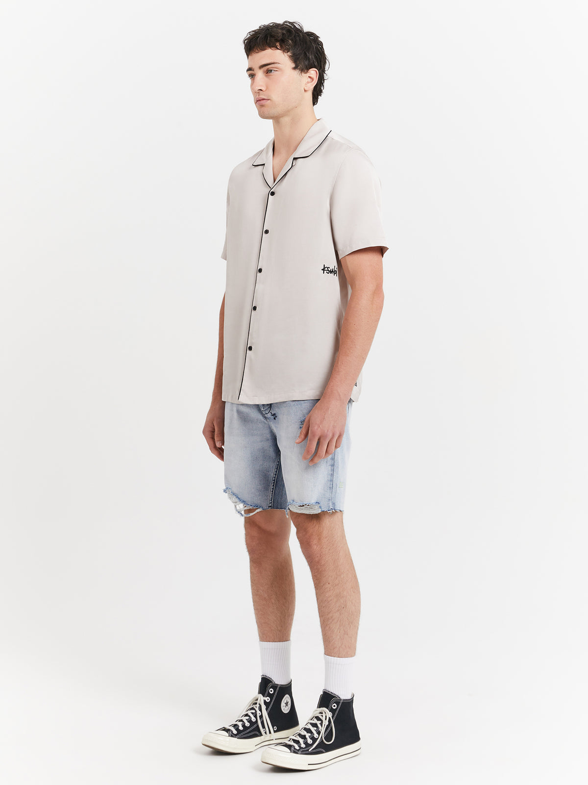 Ksubi Downtown Short Sleeve Shirt in Grey | Grey