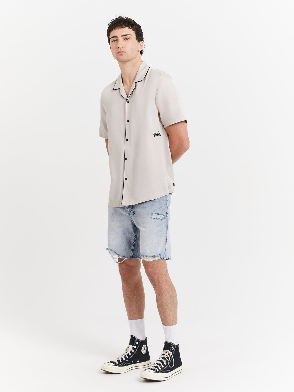 Ksubi Downtown Short Sleeve Shirt in Grey | Grey