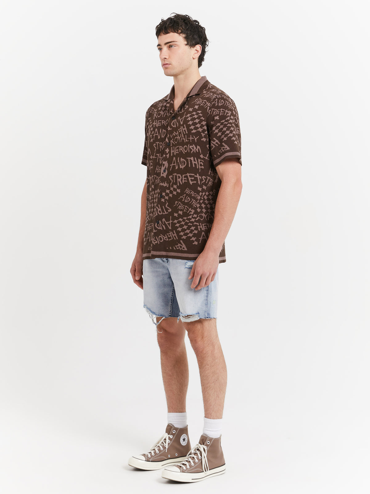 Ksubi Heroism Knit Resort Short Sleeve Shirt in Java | Java