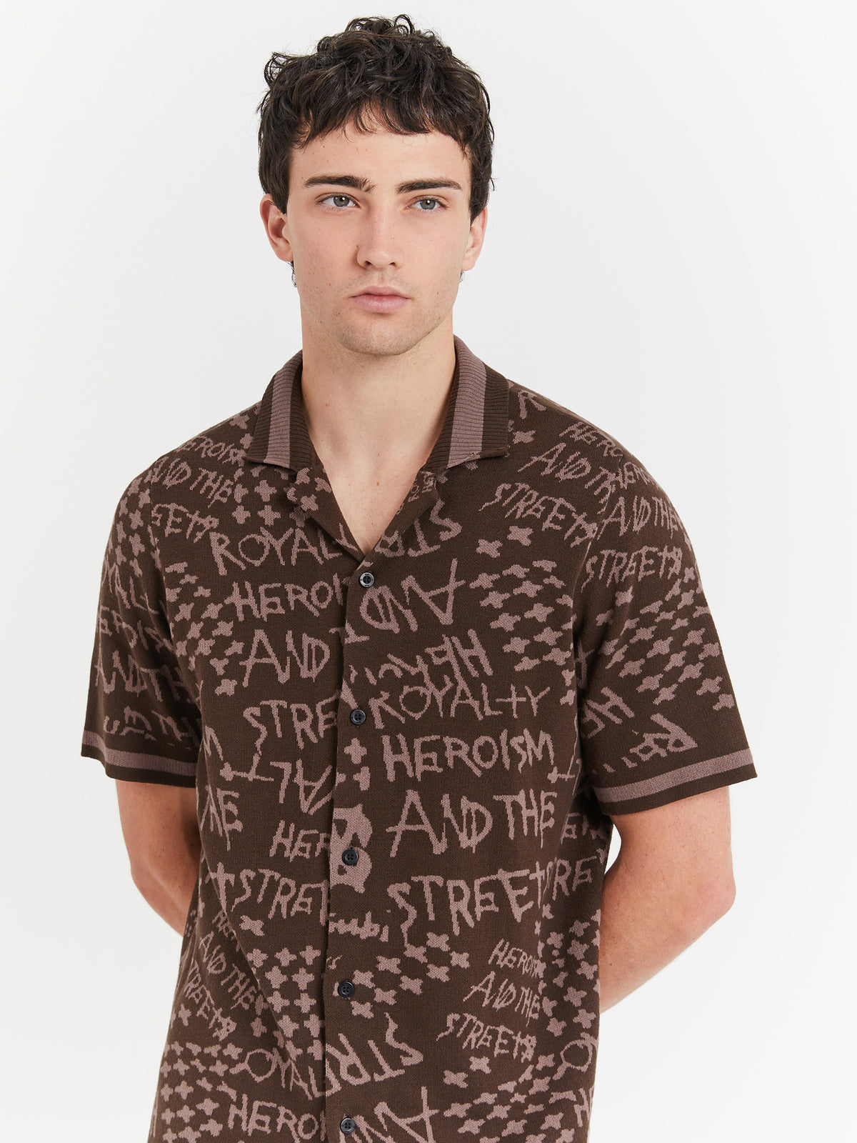 Ksubi Heroism Knit Resort Short Sleeve Shirt in Java | Java