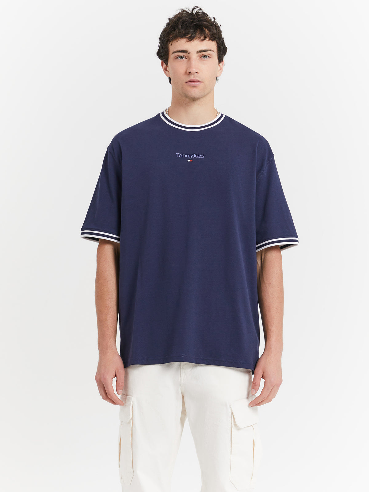 Tommy Hilfiger Skater Rib Detail T-Shirt in Twilight Navy | Twilight Navy