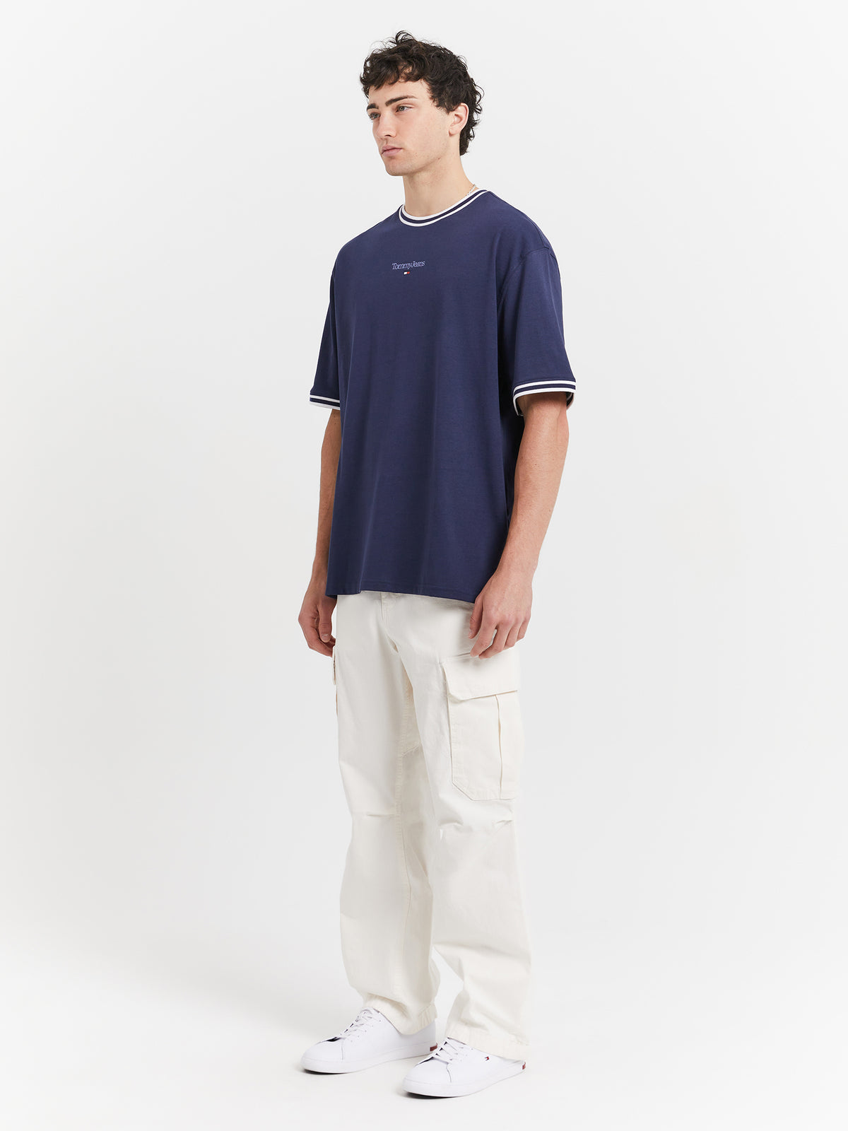 Tommy Hilfiger Skater Rib Detail T-Shirt in Twilight Navy | Twilight Navy