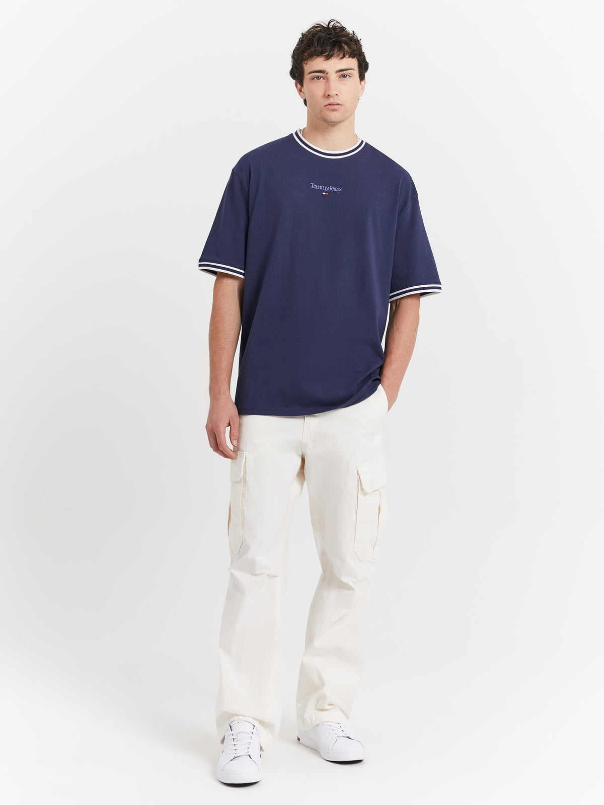 Tommy Hilfiger Skater Rib Detail T-Shirt in Twilight Navy | Twilight Navy