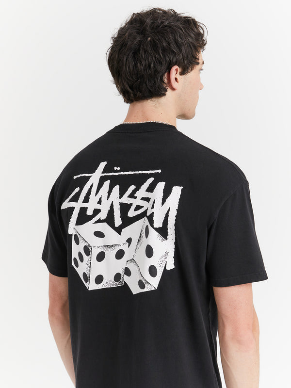 Stussy Pair Of Dice Heavyweight T-Shirt in Pigment Black | Glue Store