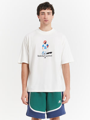 Hoops Graphic Cotton Jersey Short Sleeve T-shirt in Sea Salt - Glue