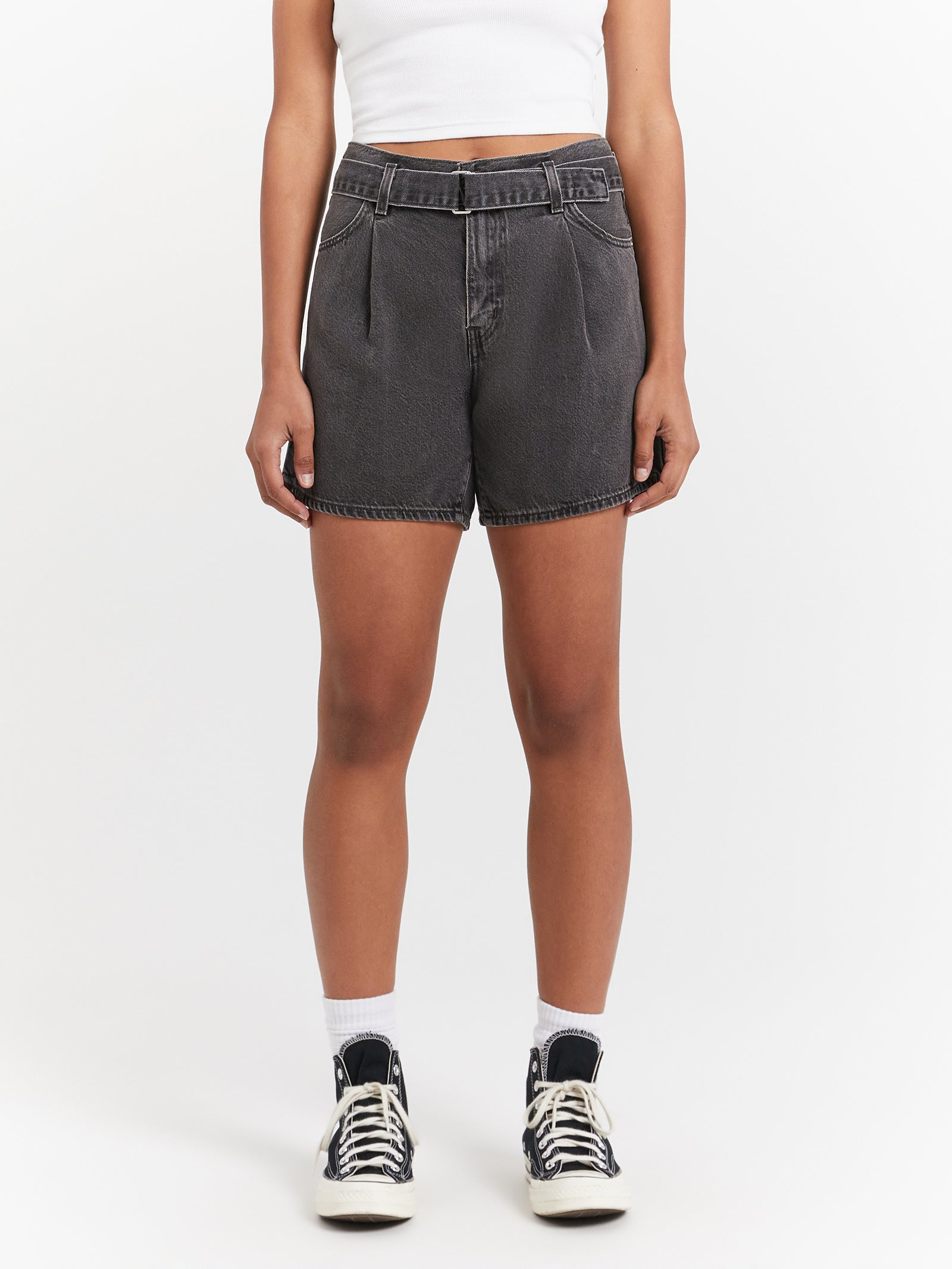 Belted Shorts in Lose Control Black - Glue Store