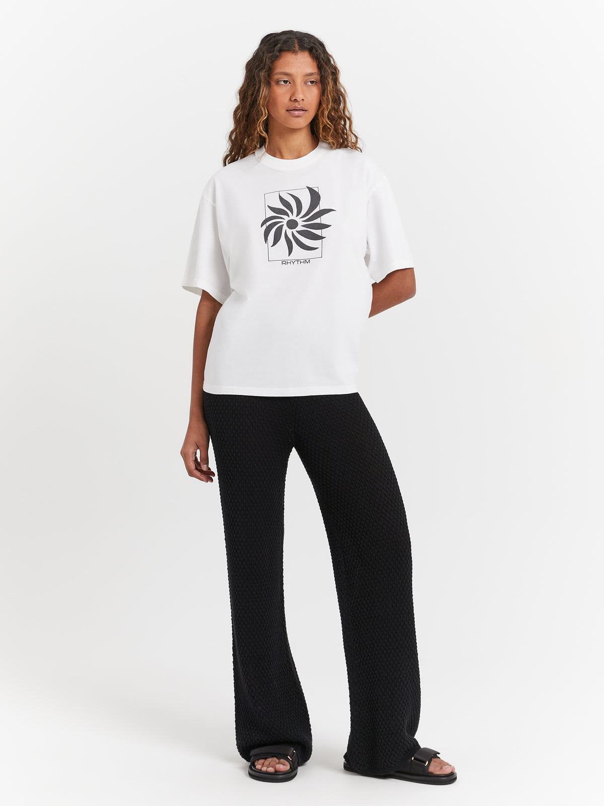 Rhythm Sun Dial Oversized T-Shirt in White | White