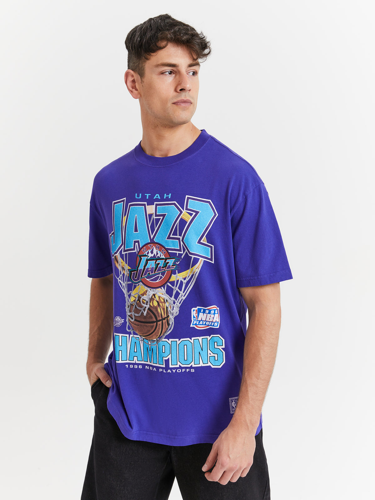 Mitchell & Ness Utah Jazz Nothing But Net T-Shirt in Jazz Purple | Purple