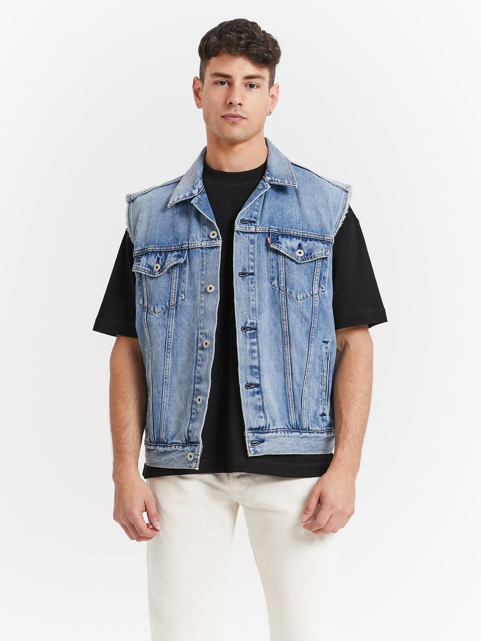 Relaxed Trucker Vest - Medium Wash