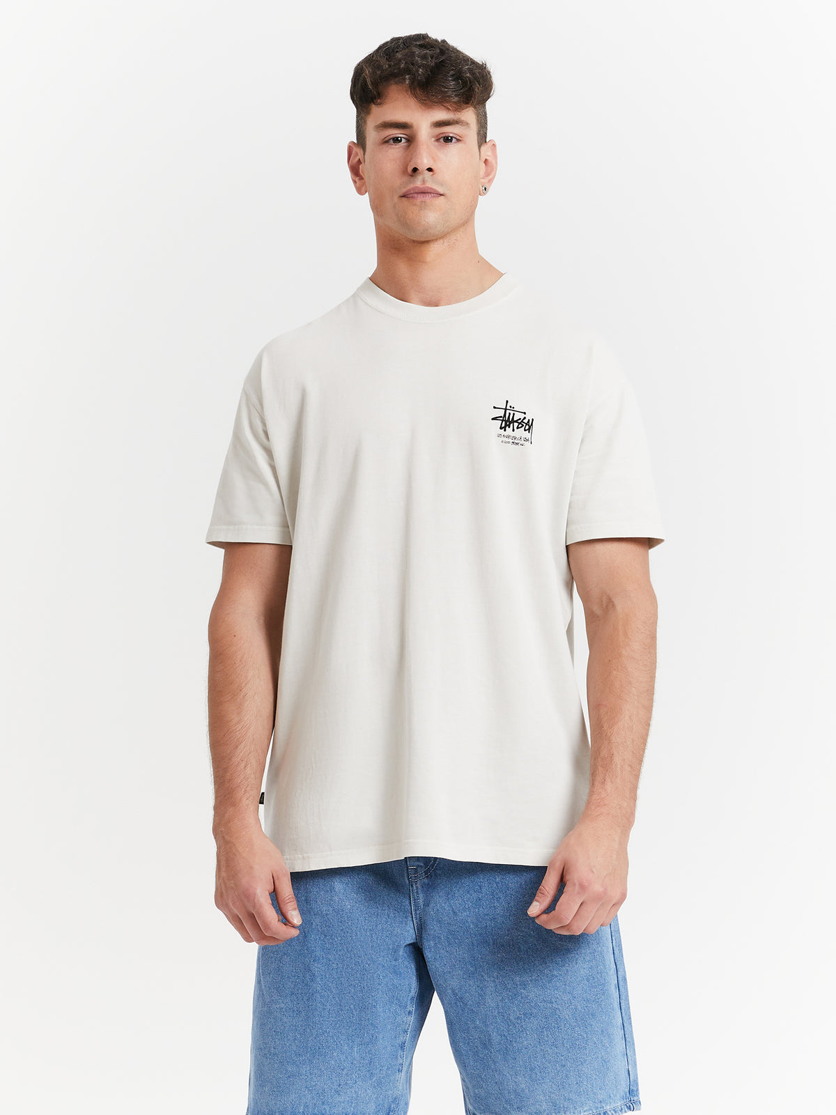 Stussy Dragon 50-50 Pigment Washed T-Shirt in Washed White | Washed Whi