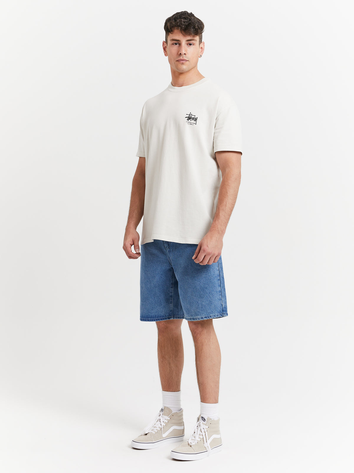 Stussy Dragon 50-50 Pigment Washed T-Shirt in Washed White | Washed Whi