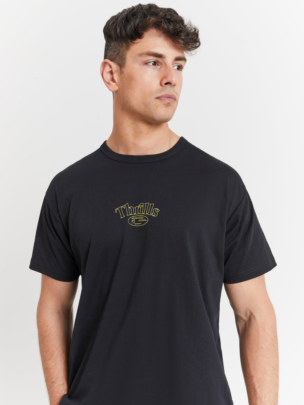 Thrills Reaction Box Fit T-Shirt in Washed Black | Washed Bl