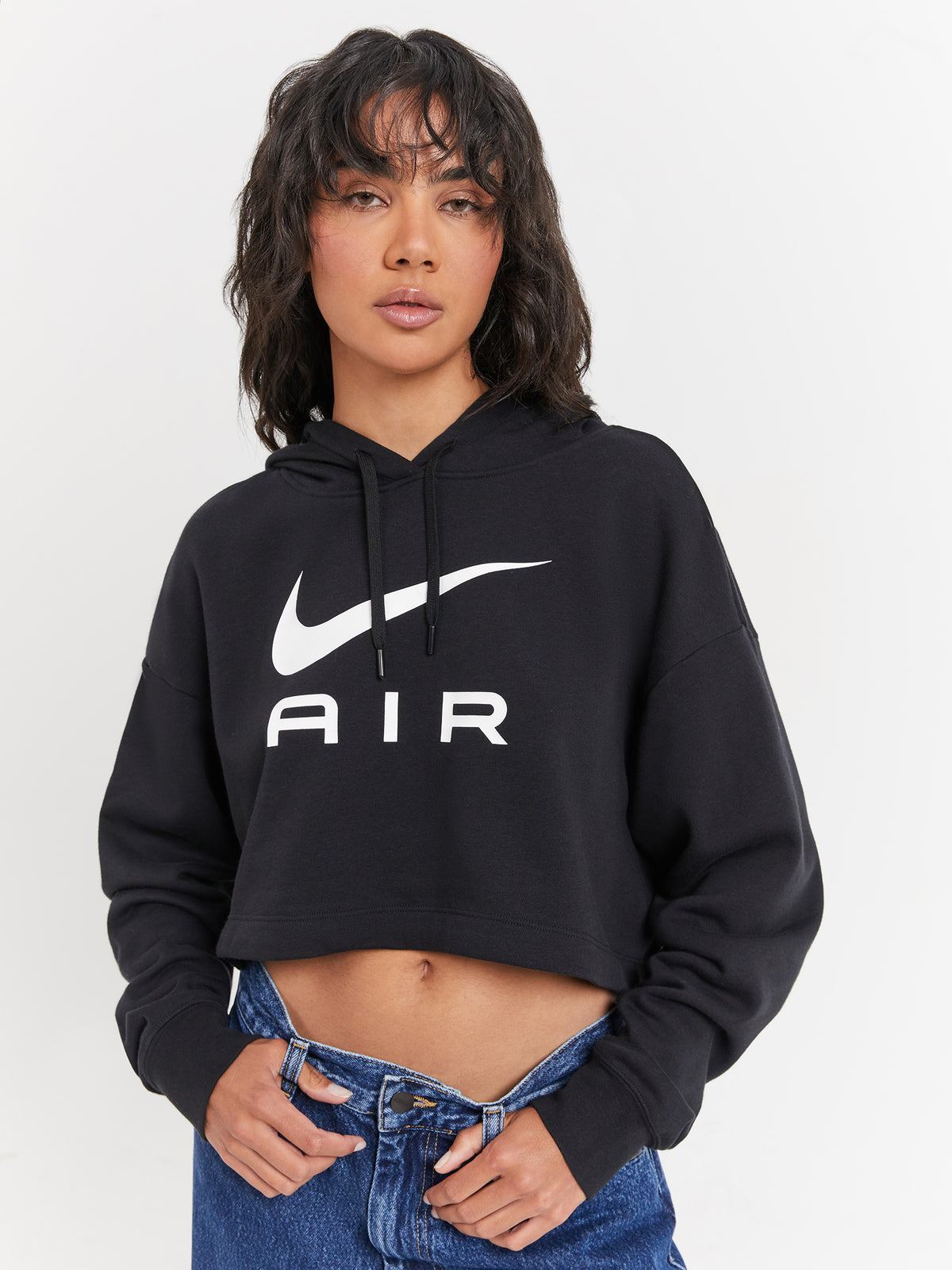 Nike Air Fleece Pullover Hoodie in Black & White | Black/White