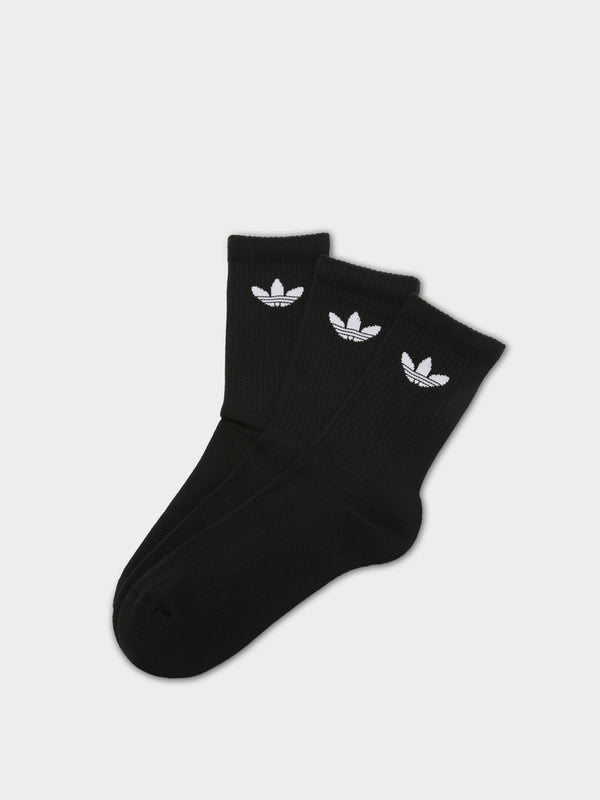 3 Pairs of Trefoil Cushion Crew Socks in Black & White | Glue Store