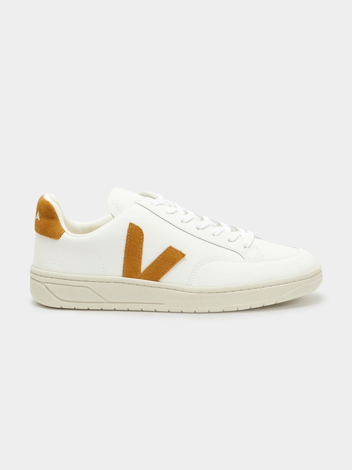 Veja Unisex V10 Leather Sneakers in White & Camel | Camel