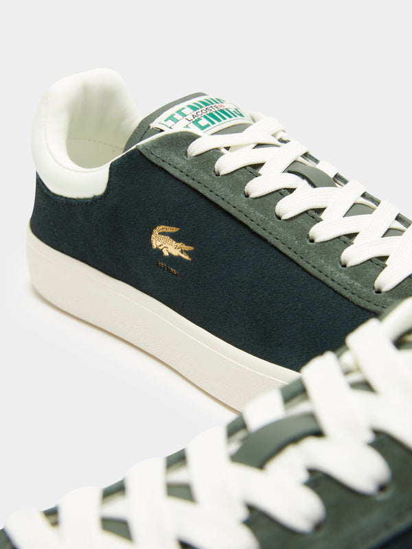 Lacoste Womens Baseshot Sneakers in Dark Green & White | Glue Store