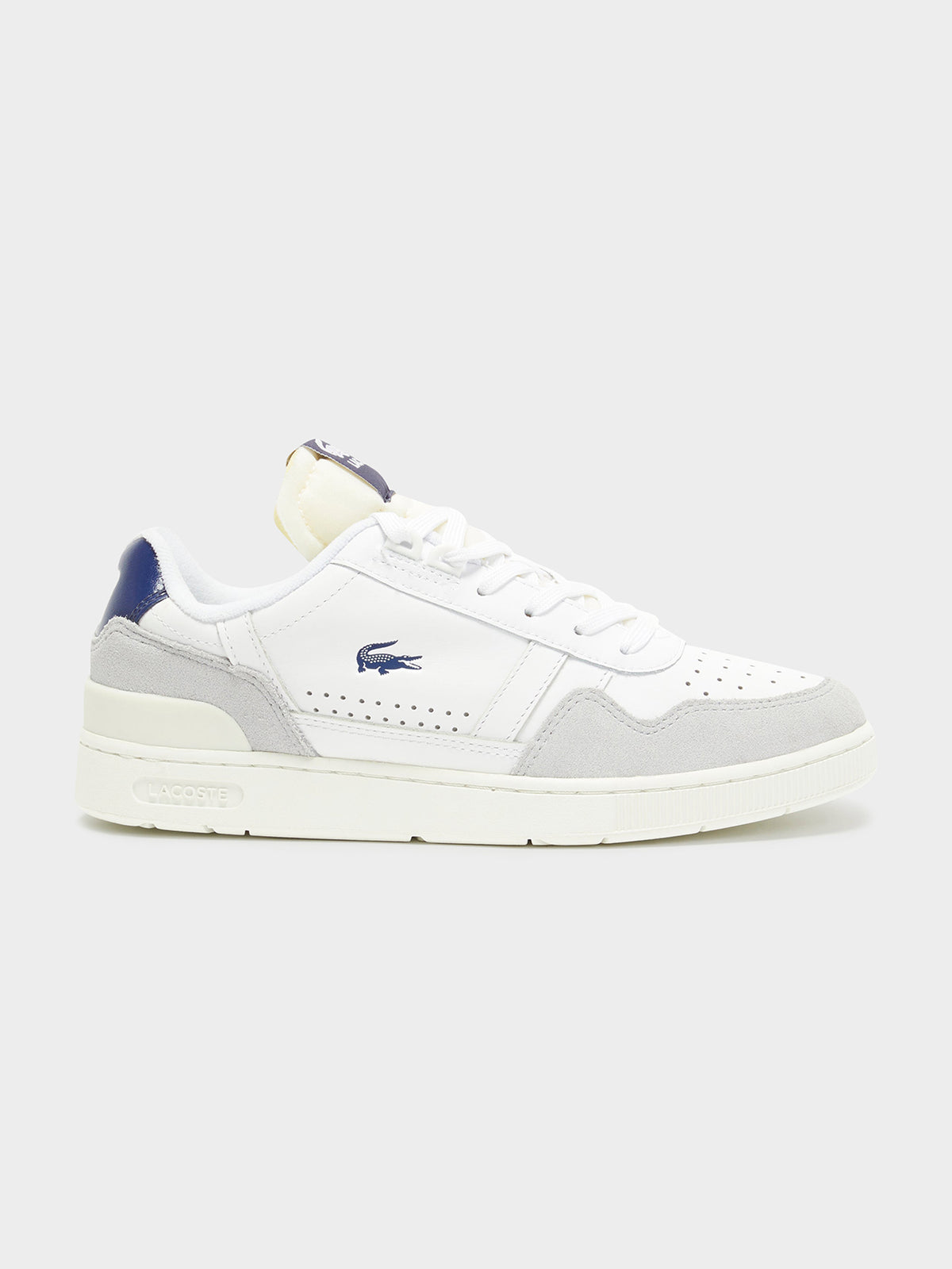 Lacoste Womens T-Clip Sneakers in White & Navy | White/Navy