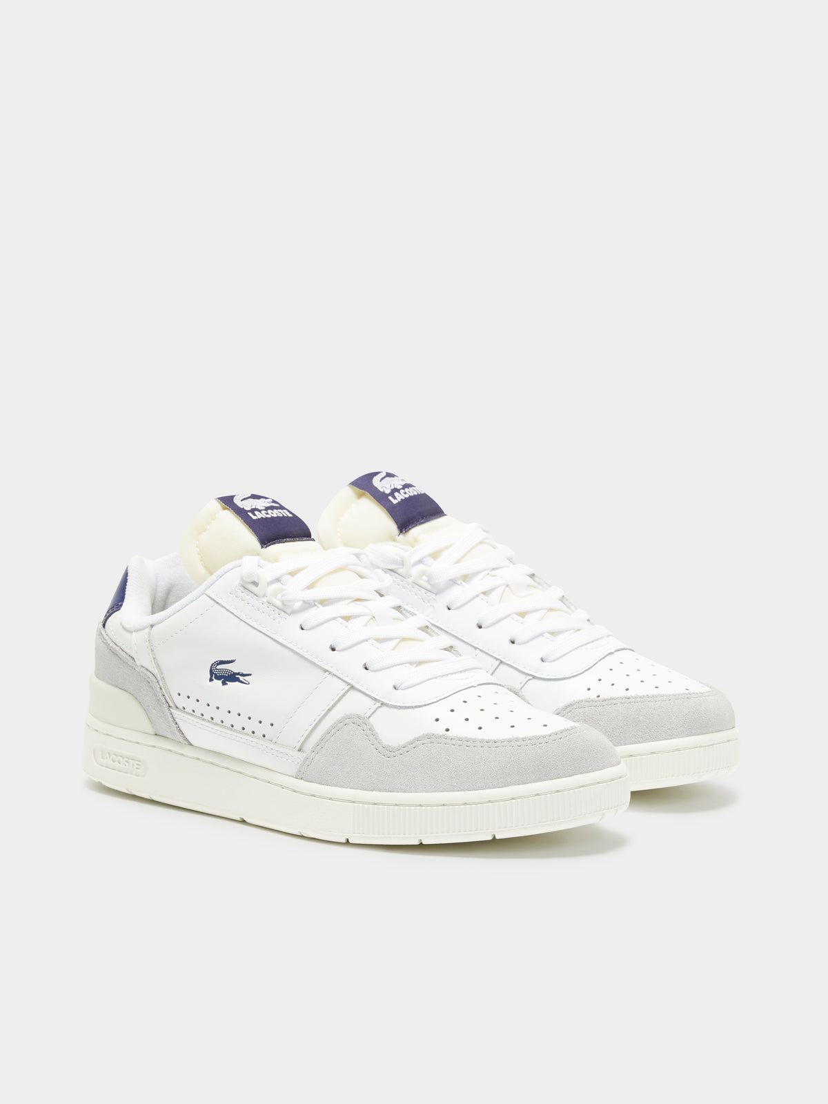 Lacoste Womens T-Clip Sneakers in White & Navy | White/Navy