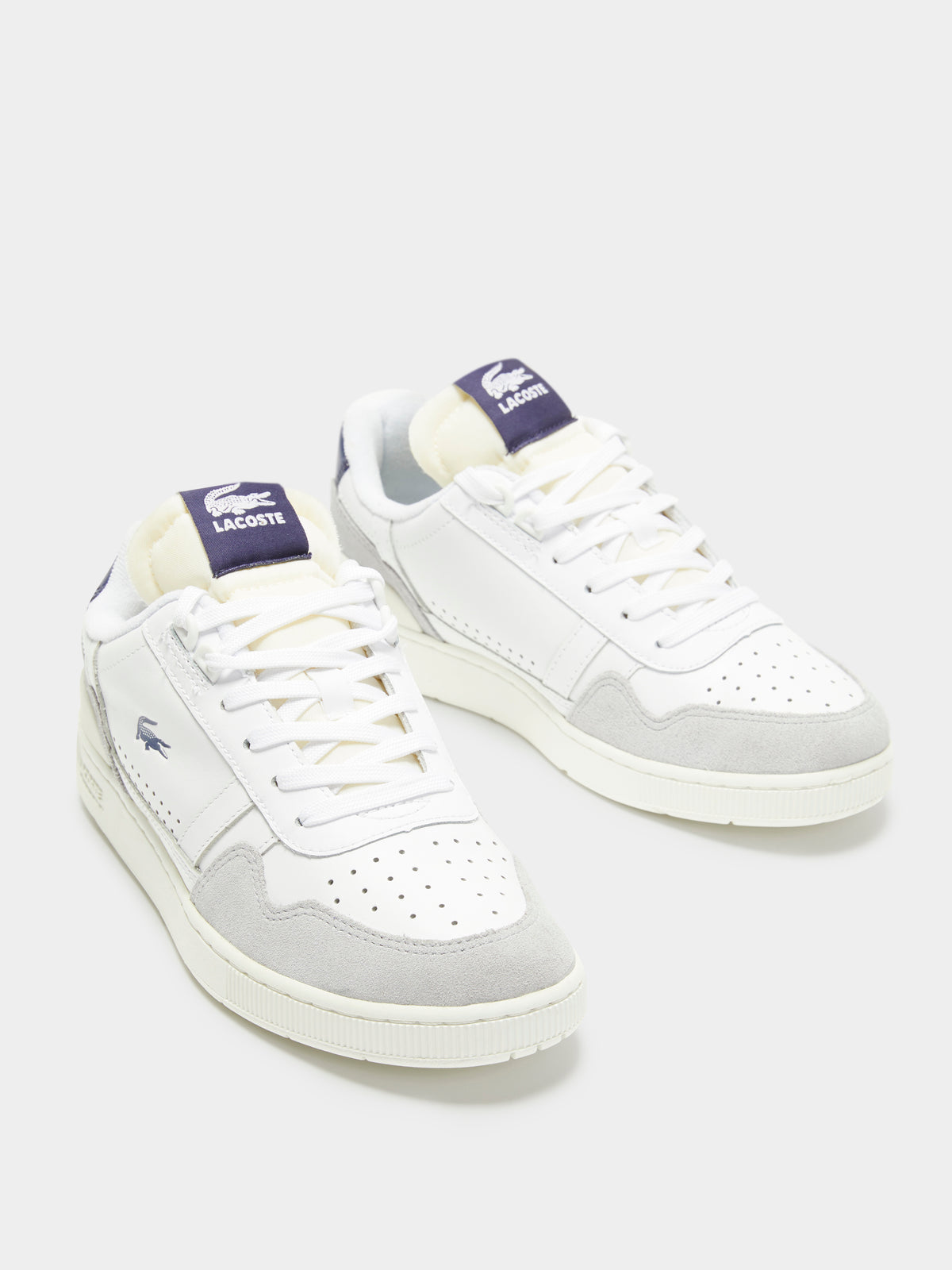 Lacoste Womens T-Clip Sneakers in White & Navy | White/Navy