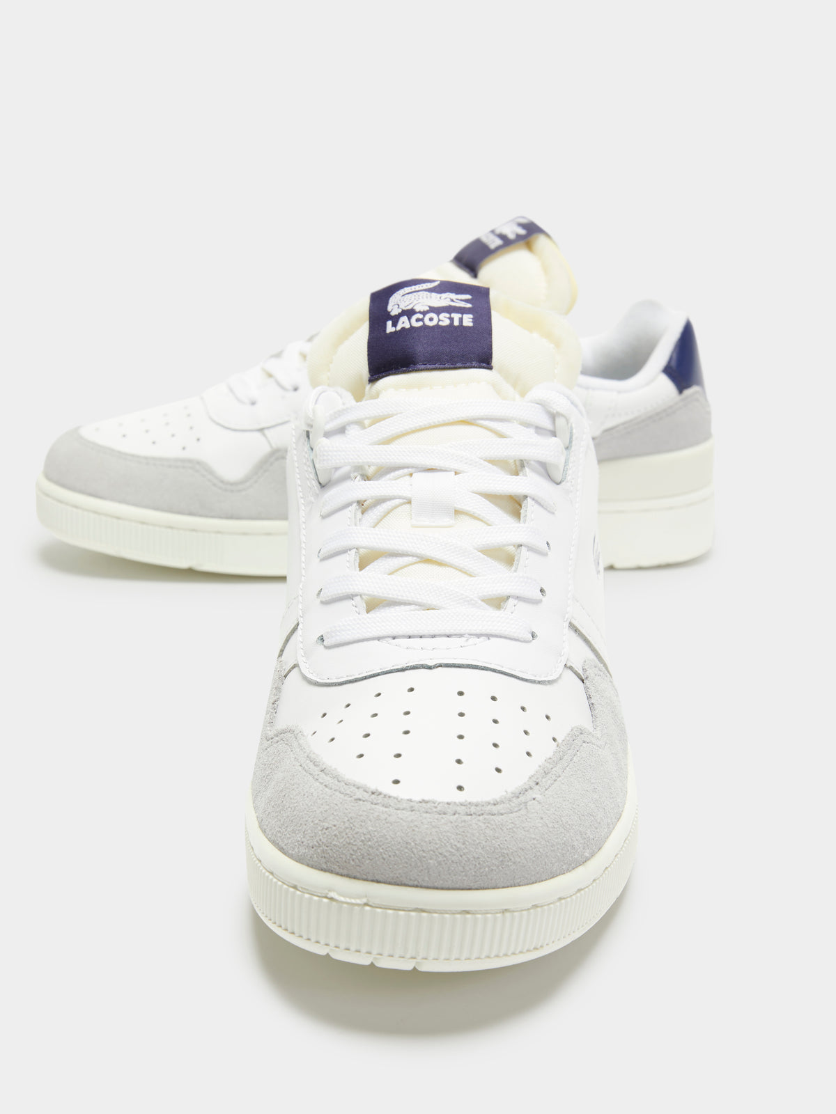 Lacoste Womens T-Clip Sneakers in White & Navy | White/Navy