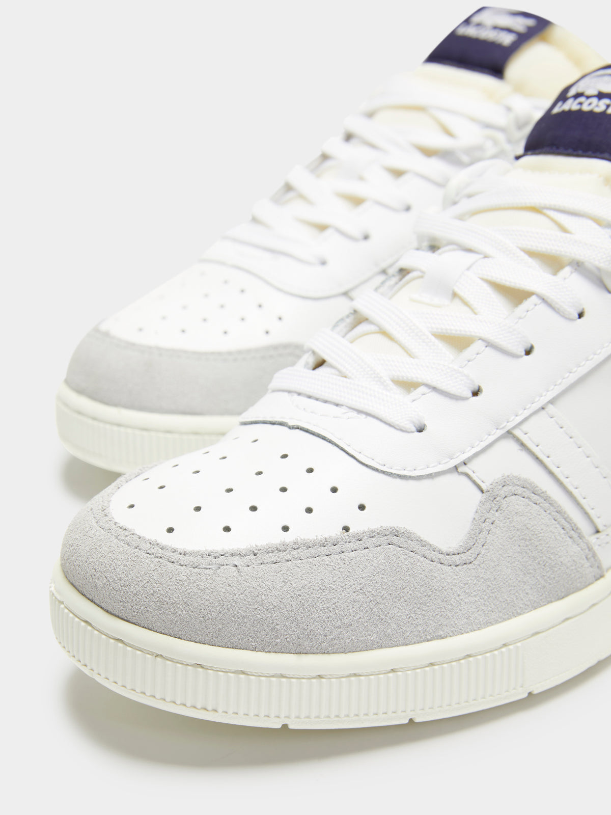 Lacoste Womens T-Clip Sneakers in White & Navy | White/Navy