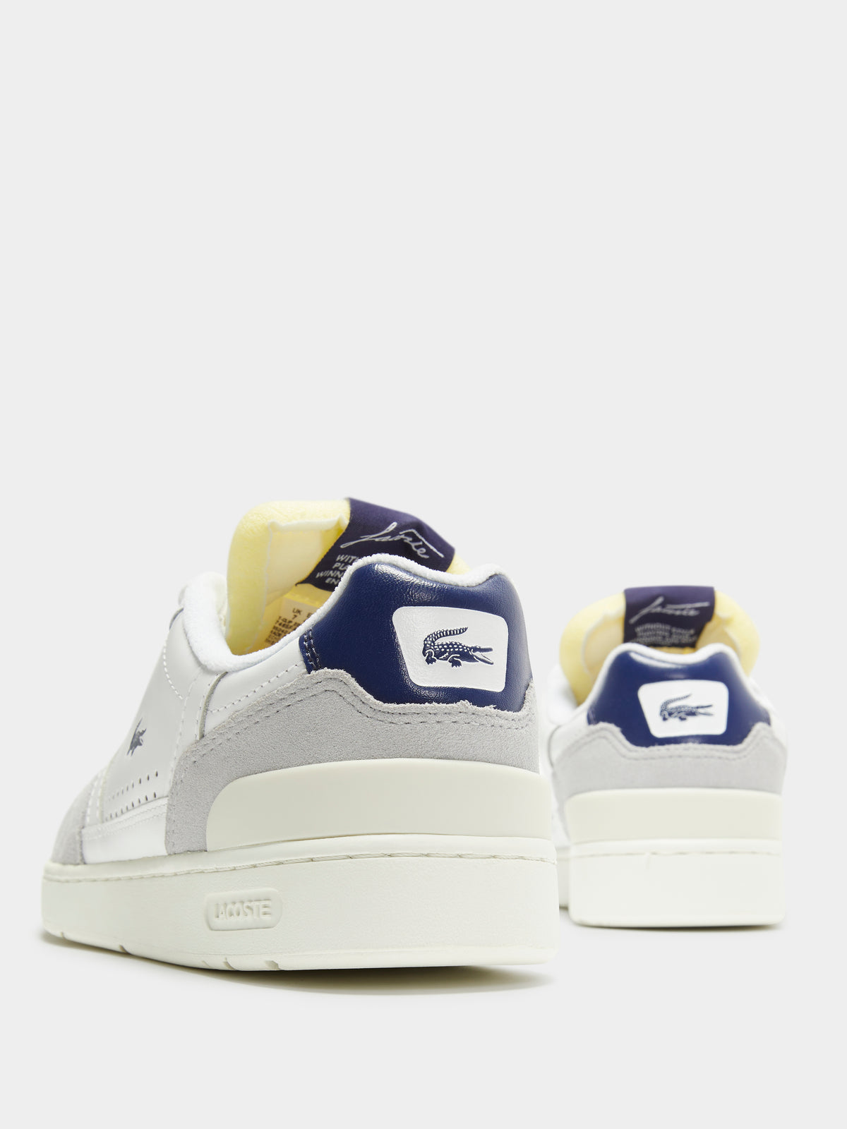 Lacoste Womens T-Clip Sneakers in White & Navy | White/Navy