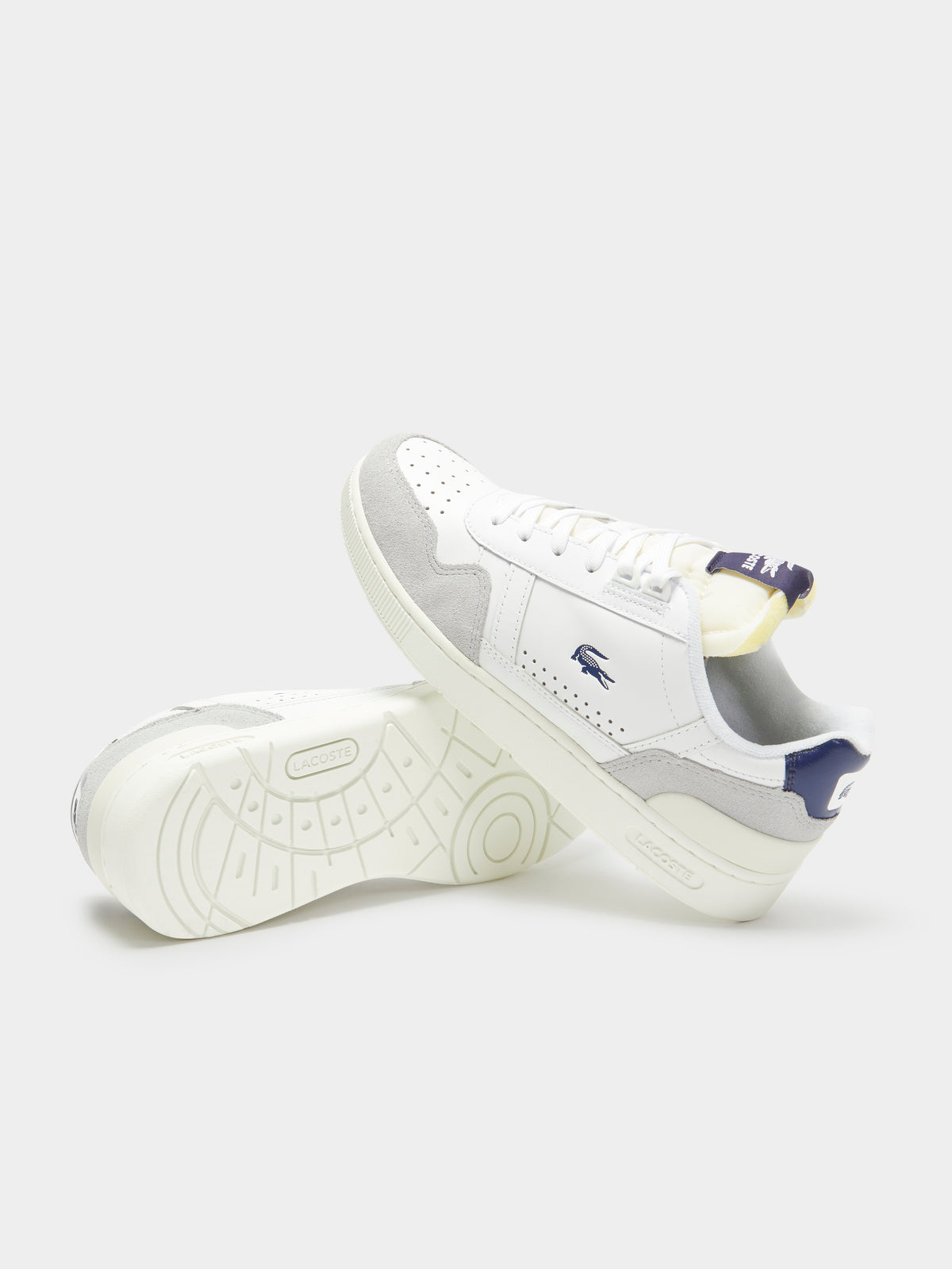 Lacoste Womens T-Clip Sneakers in White & Navy | White/Navy