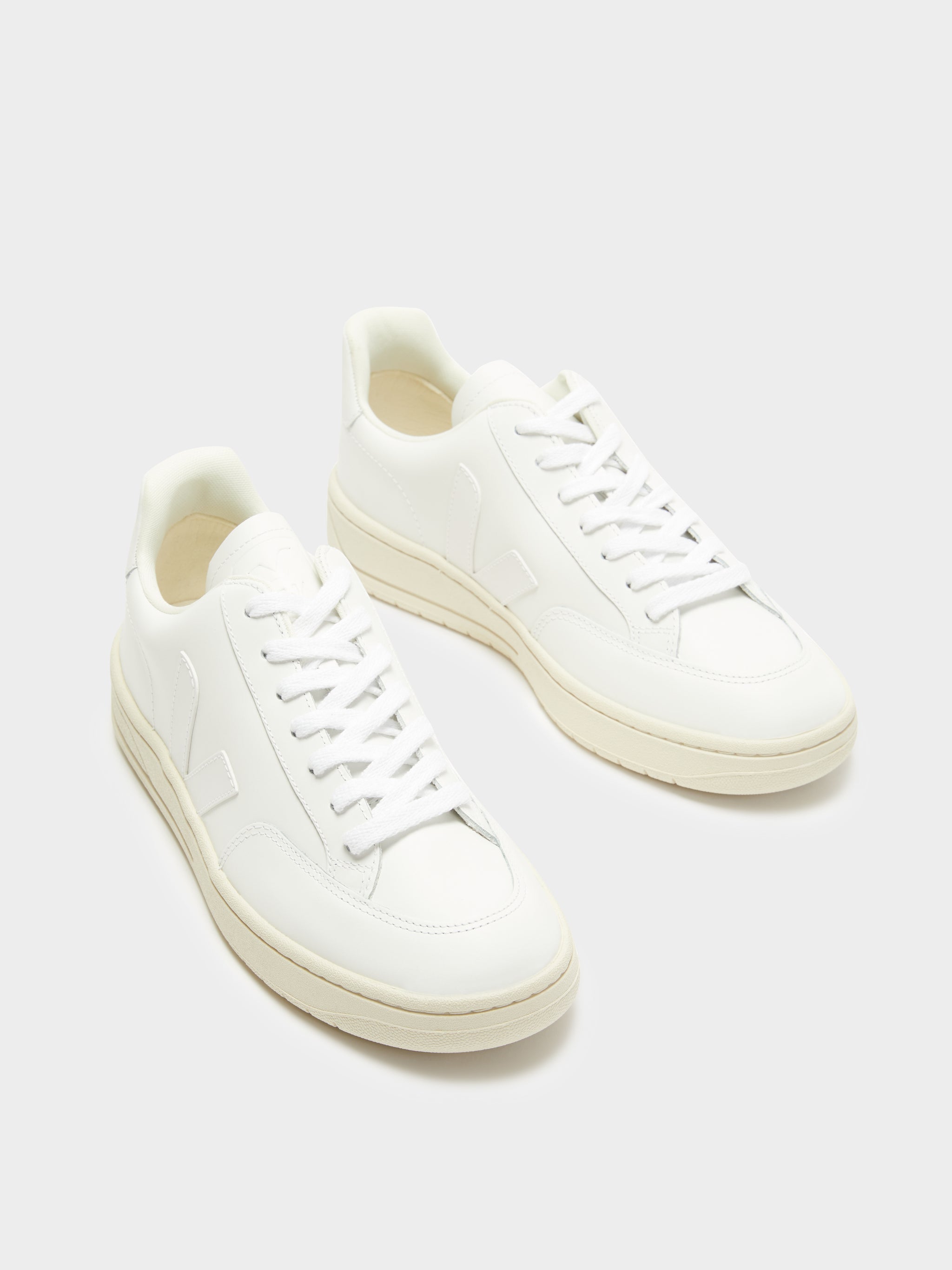 Veja Womens V12 Leather Sneakers in White White | Glue Store