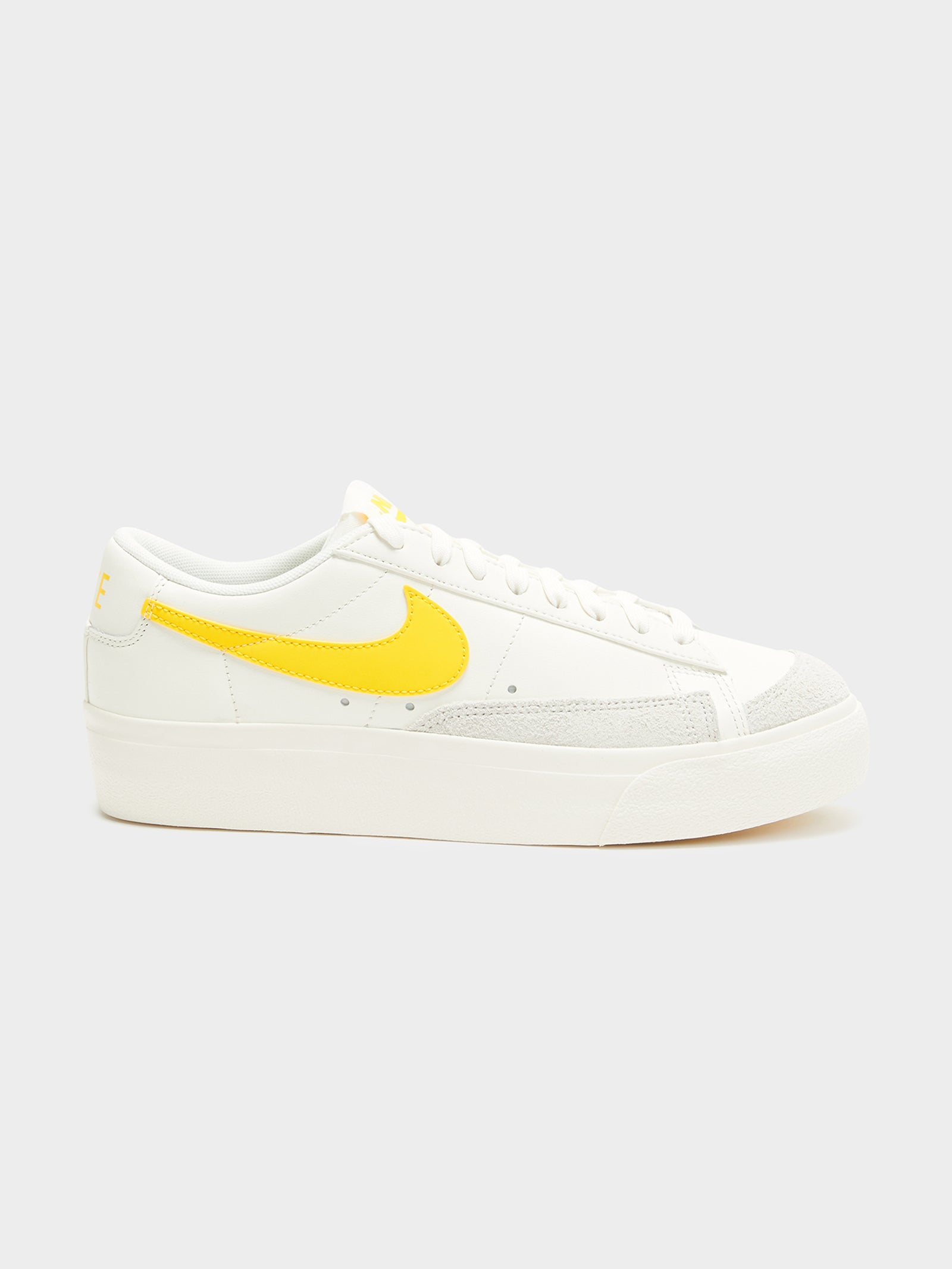 Womens Blazer Low Platform Sneakers in White & Yellow - Glue Store