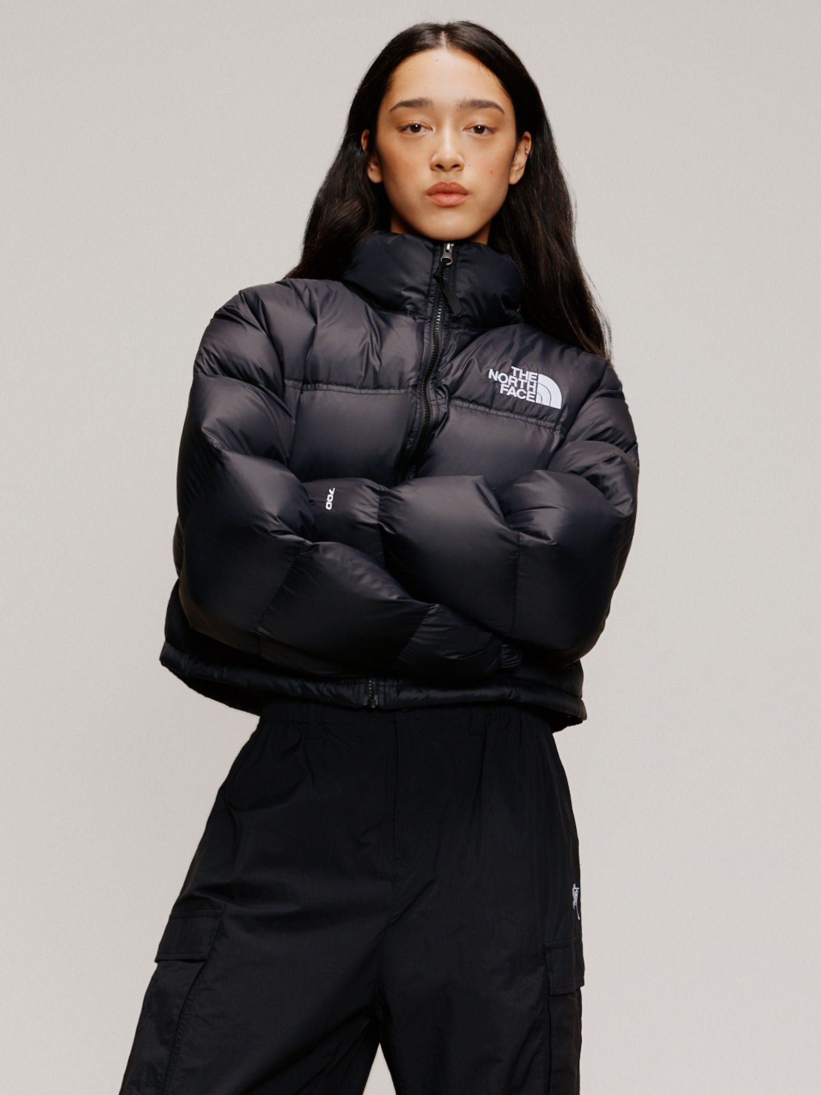 Nuptse Short Puffer Jacket in Black