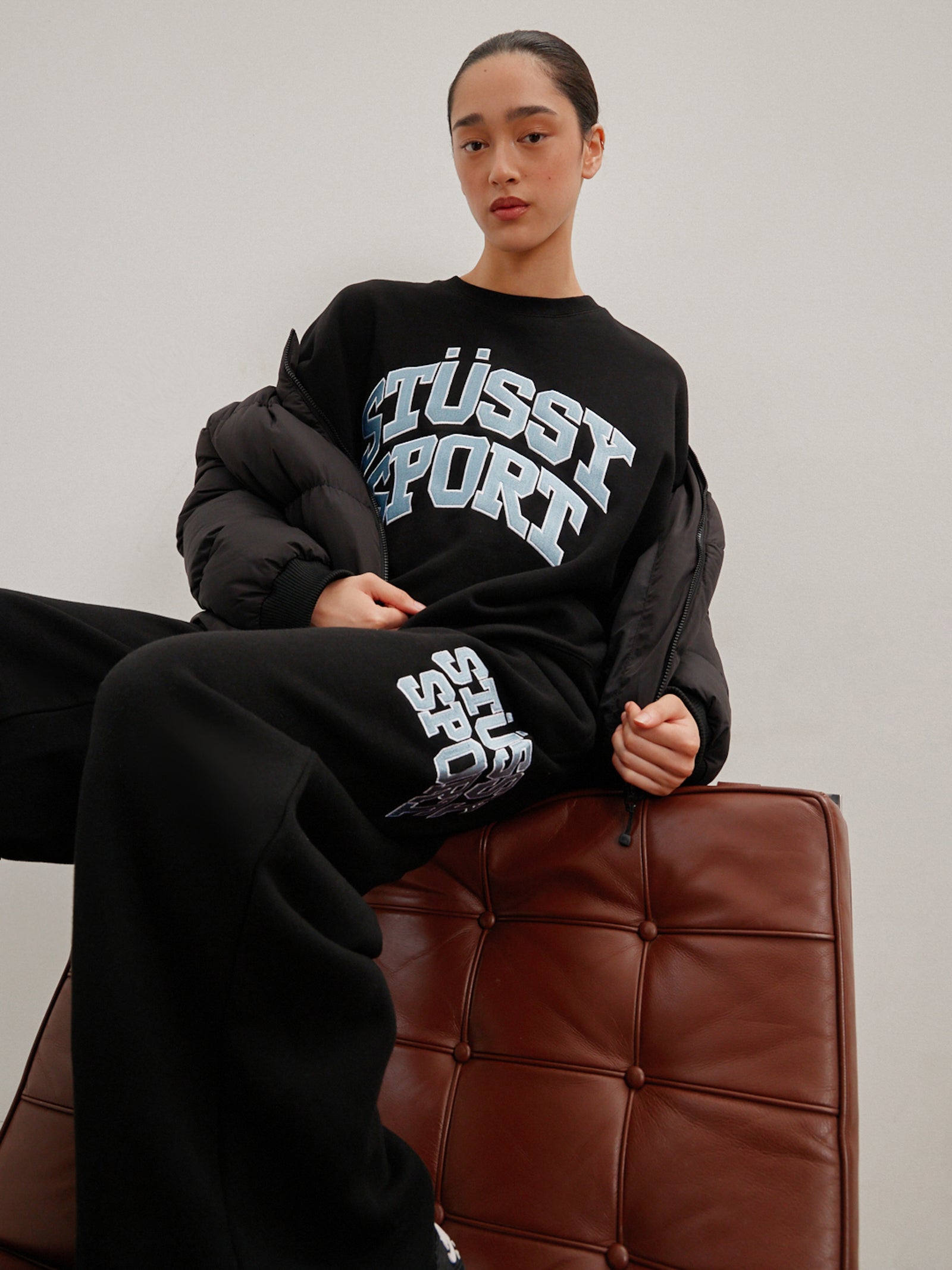 Stussy Stussy Sport Oversized Crew Black | Glue Store