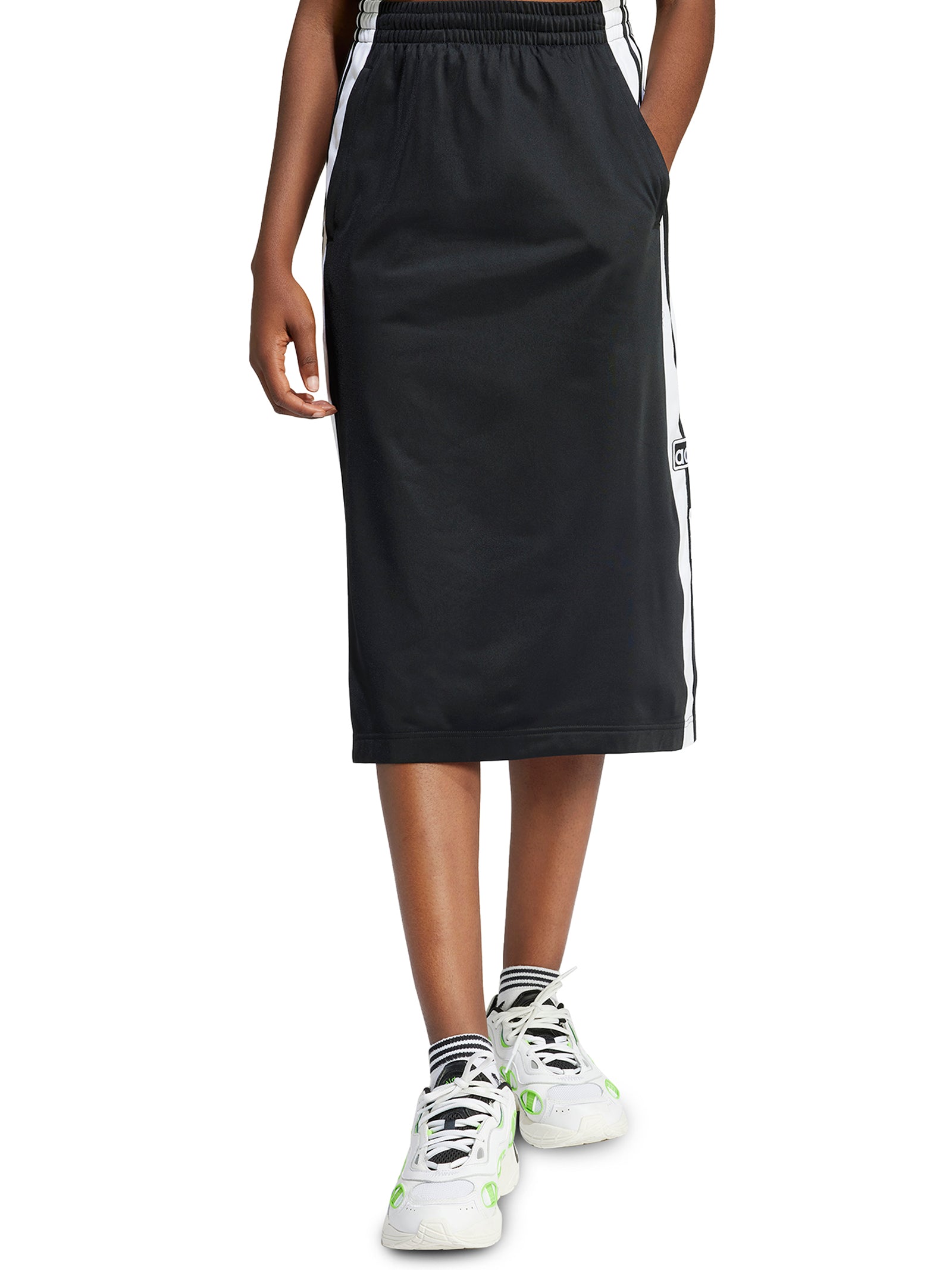 Adidas Adibreak Snap Button Midi Skirt in Black Black | Glue Store