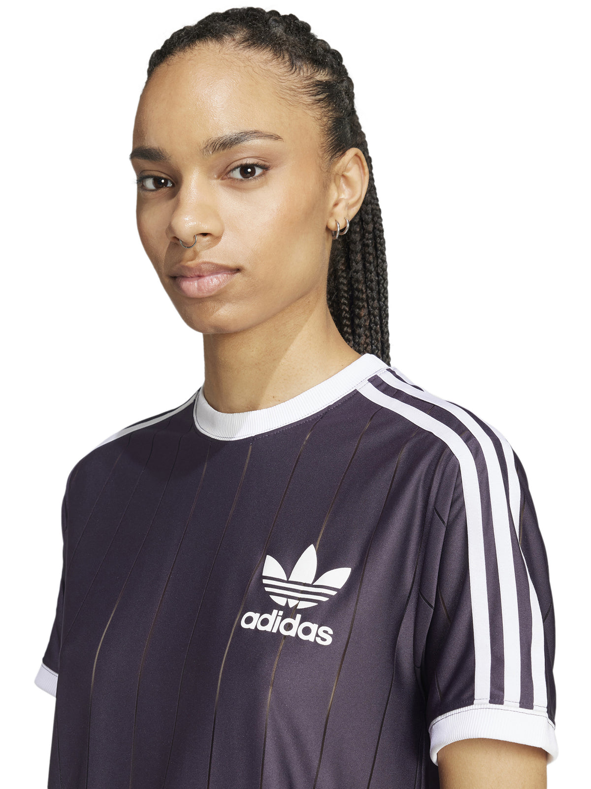 Adidas 3 Stripe Pin Srtipe Tee | Aurora Black