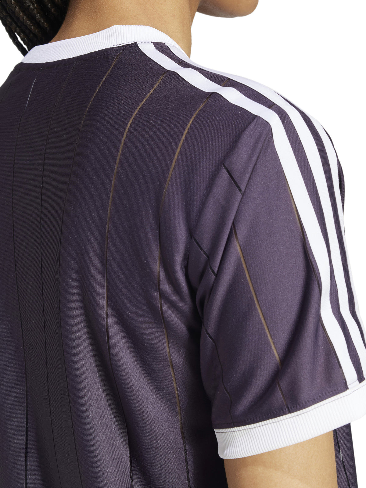 Adidas 3 Stripe Pin Srtipe Tee | Aurora Black