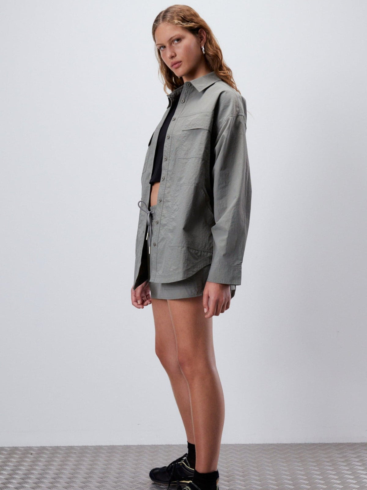 Misha Urban Elodie Spray Shirt in Khaki Green | Khaki