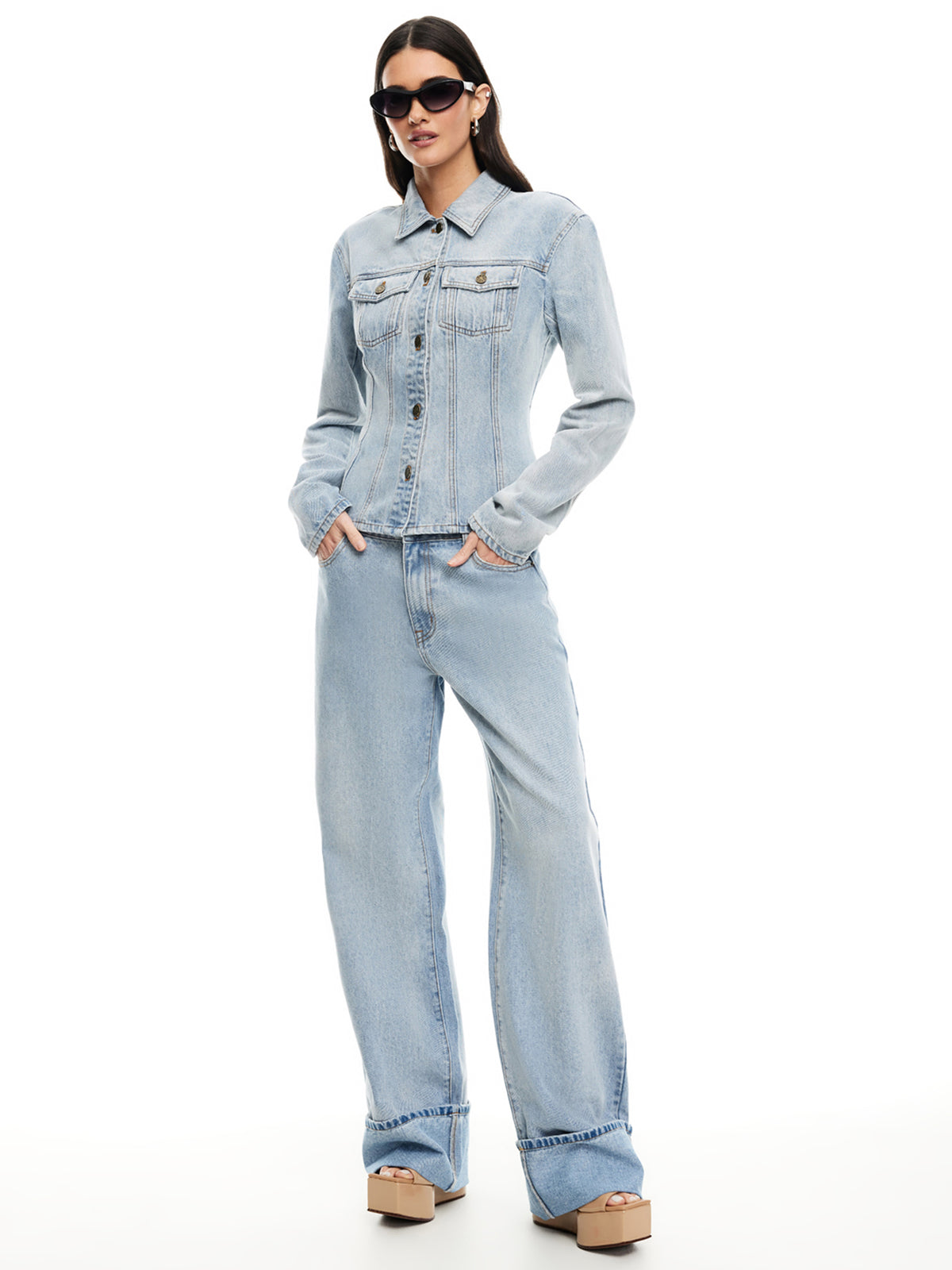 Lioness Top Model Cuffed Jeans | Light Denim