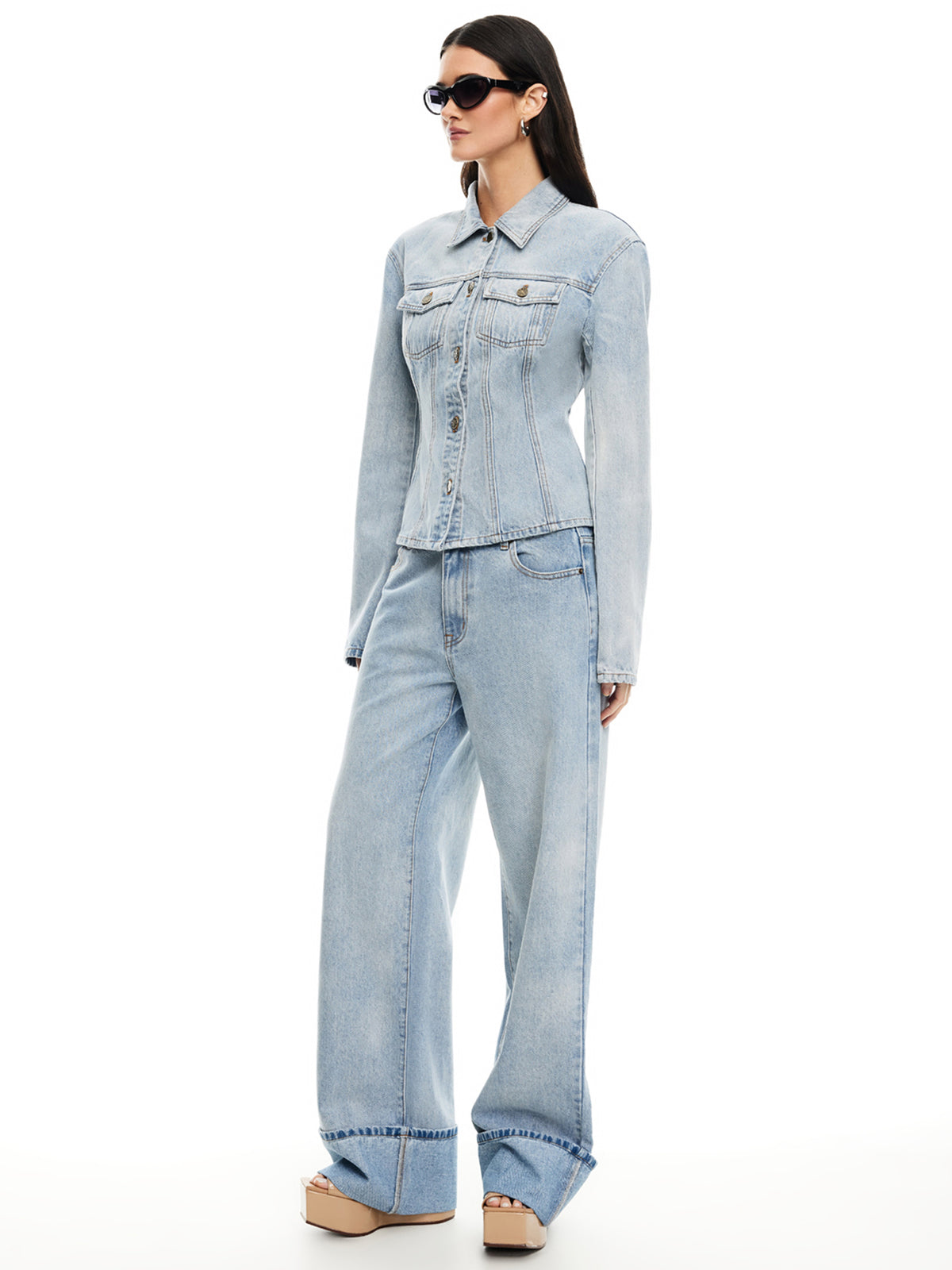 Lioness Top Model Cuffed Jeans | Light Denim