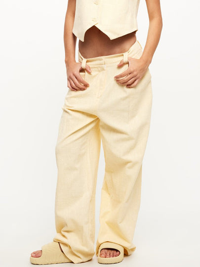 Leo Tailored Pants in Butter Yellow