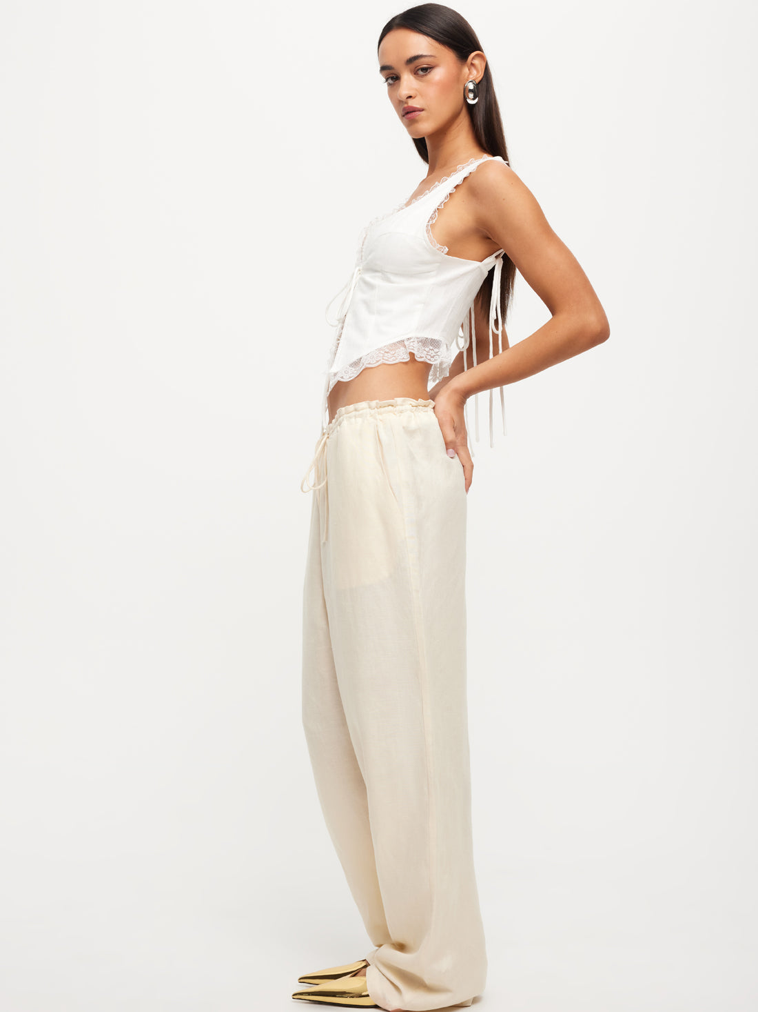 Lioness La Palma Low-Rise Baggy Pants in Off-White | Off White